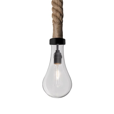 Besa Lighting Dash Rope Pendant, Clear, Black Finish, 1x5W LED Filament 1JT-DASHCL-EDIL-BK